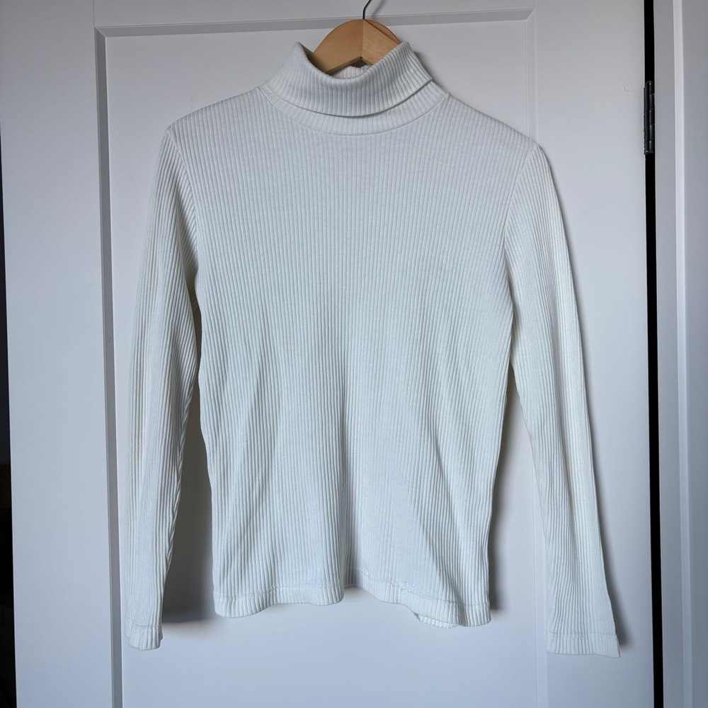 Made in Canada - Vintage White Ribbed Turtleneck Sweater - Small - Layering